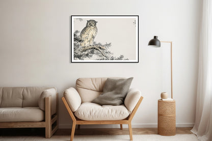 Plakat  Japanese Scops Owl, Kashu Vintage do Salonu