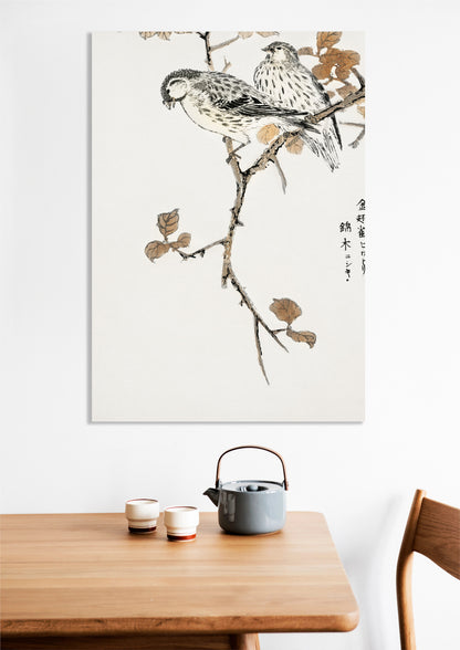 Obraz  Siskin and Euonymus Alata, Kashu Vintage do Salonu