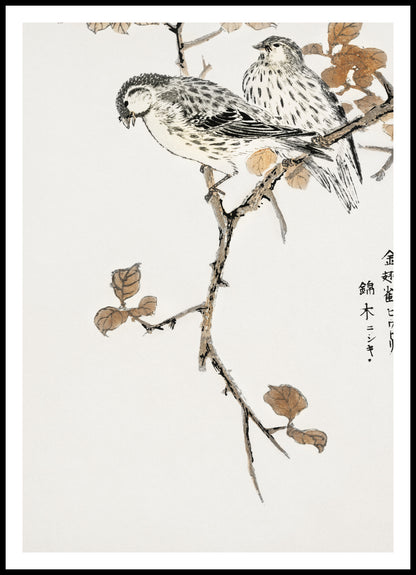 Plakat  Siskin and Euonymus Alata, Kashu Vintage do Salonu