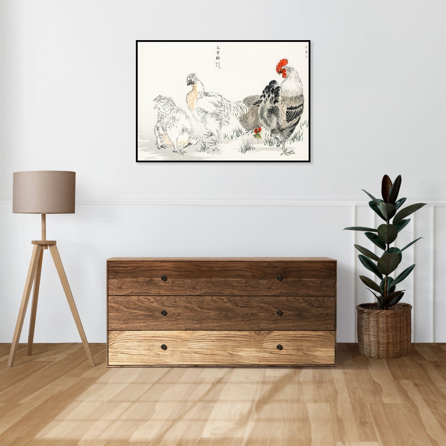 Plakat  Domestic Fowl, Kashu Japoński Vintage do Salonu