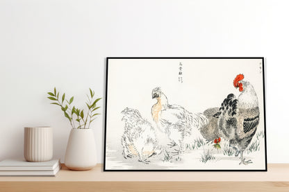 Plakat  Domestic Fowl, Kashu Japoński Vintage do Salonu
