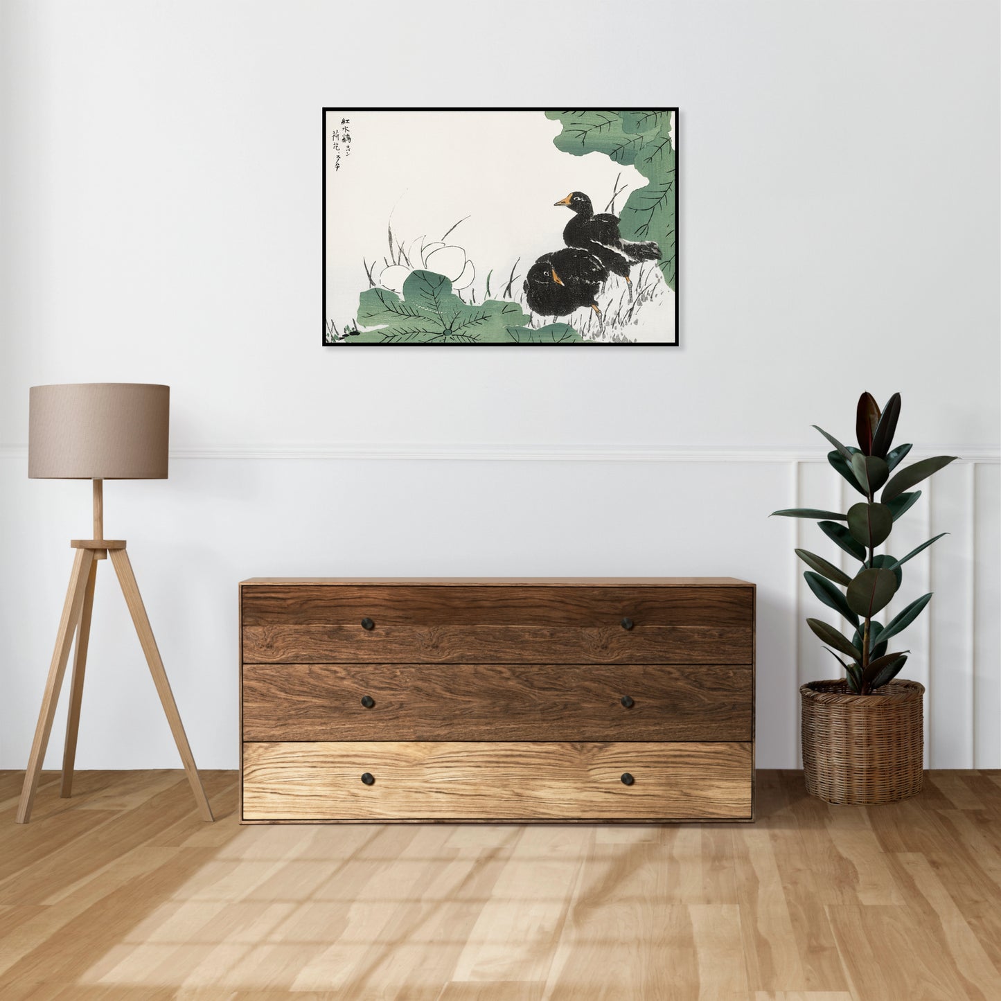 Plakat  Coot and Lotus, Japoński Vintage do Salonu