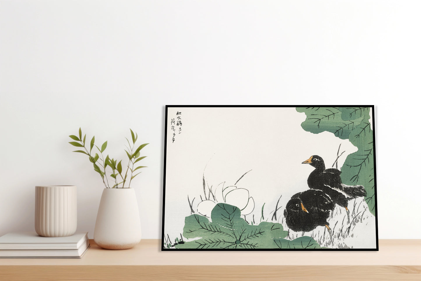 Plakat  Coot and Lotus, Japoński Vintage do Salonu