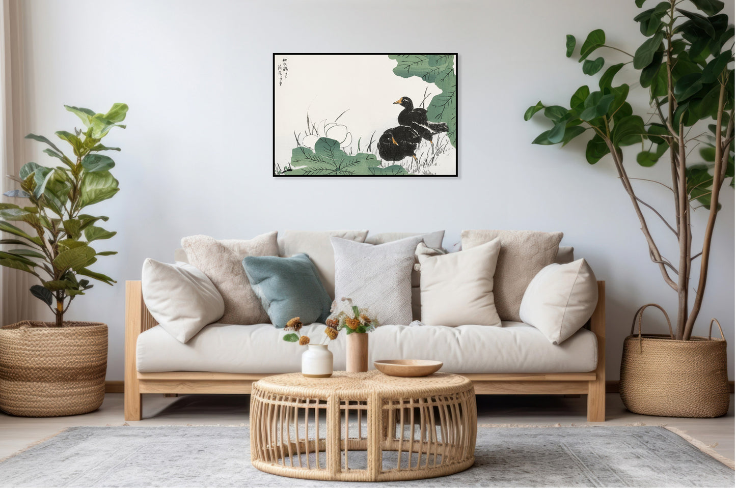 Plakat  Coot and Lotus, Japoński Vintage do Salonu