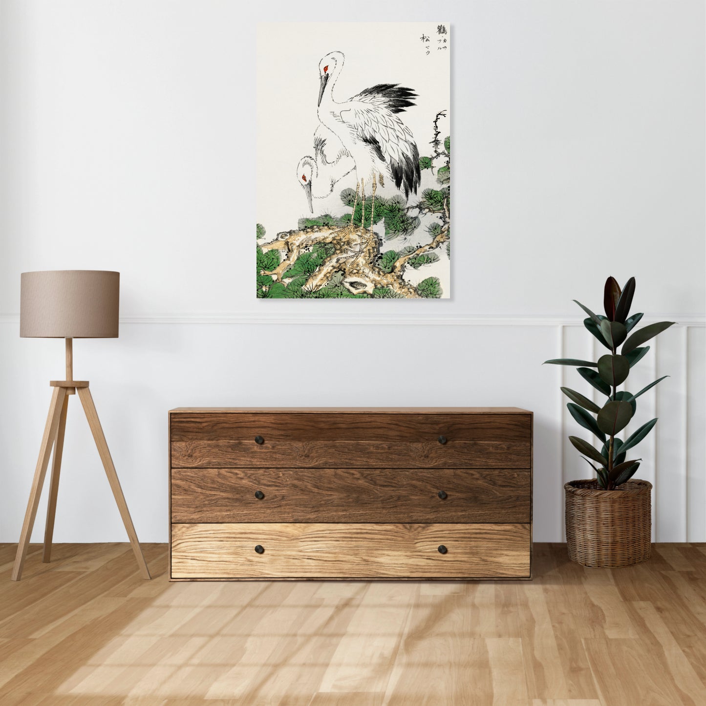 Obraz  Stork and Pine Tree, Kashu Japoński Vintage do Salonu