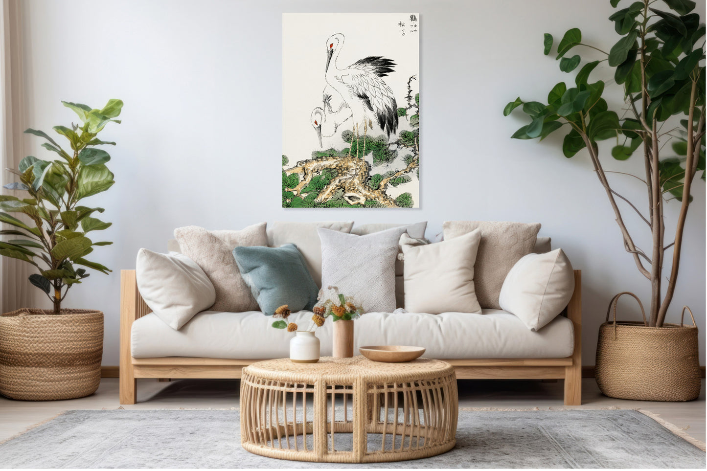 Obraz  Stork and Pine Tree, Kashu Japoński Vintage do Salonu