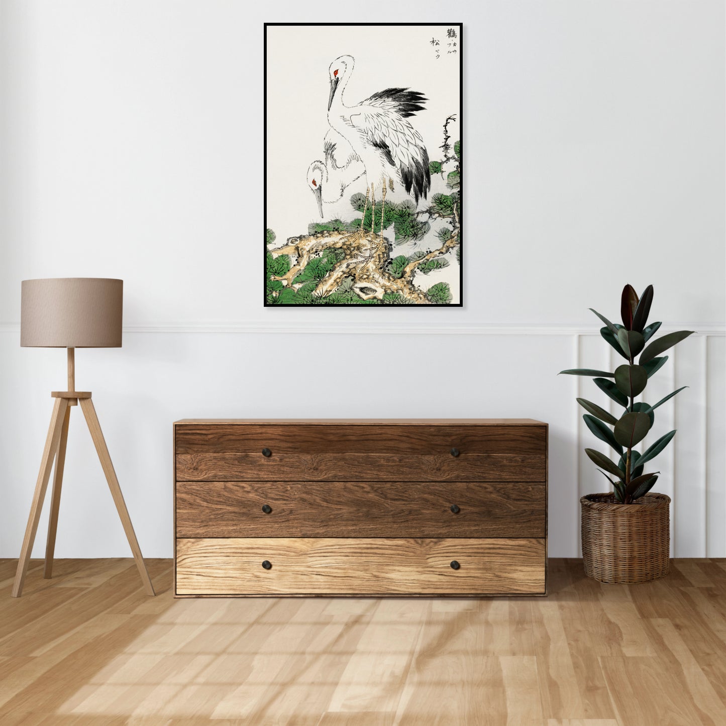 Plakat  Stork and Pine Tree, Kashu Japoński Vintage do Salonu