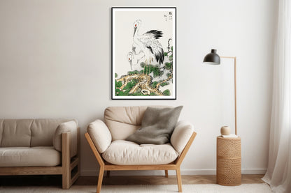 Plakat  Stork and Pine Tree, Kashu Japoński Vintage do Salonu