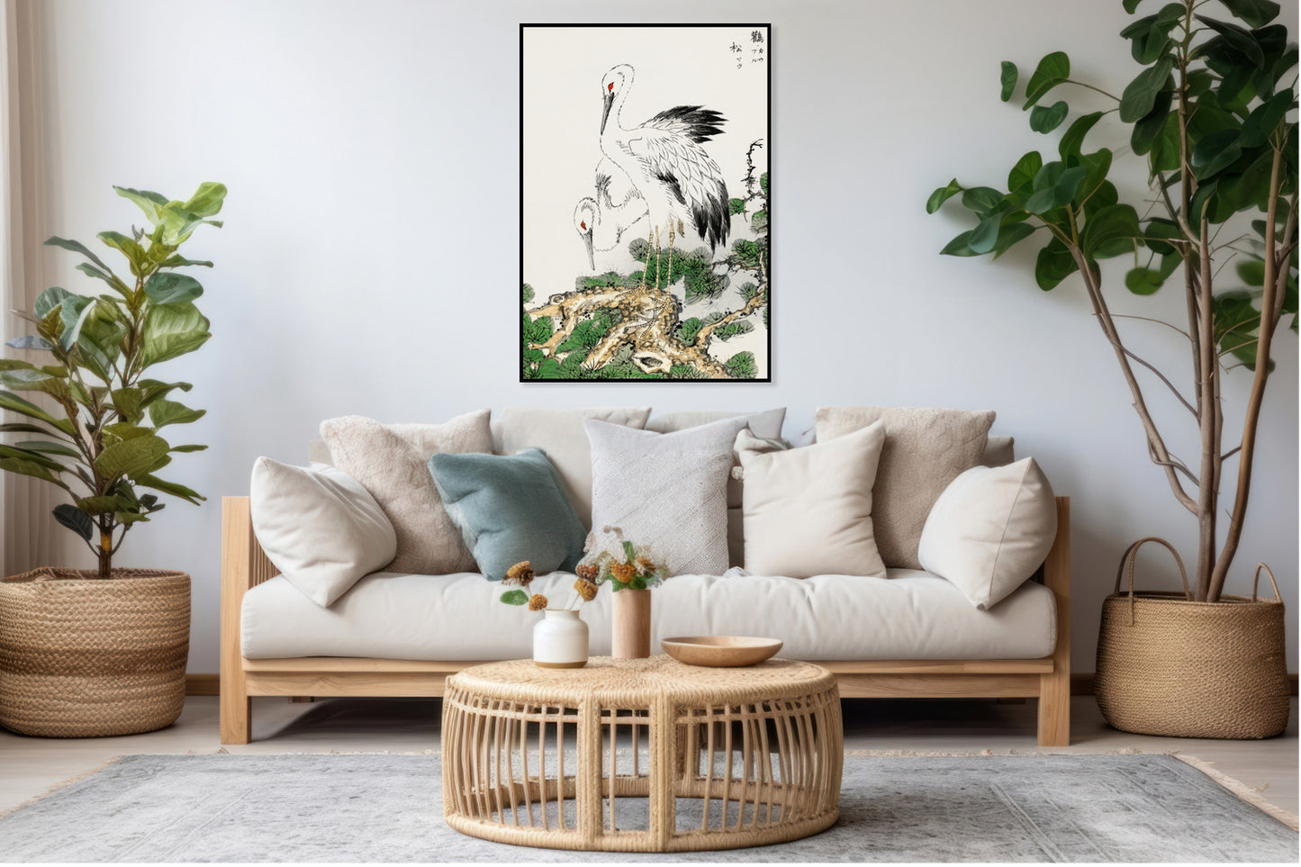 Plakat  Stork and Pine Tree, Kashu Japoński Vintage do Salonu