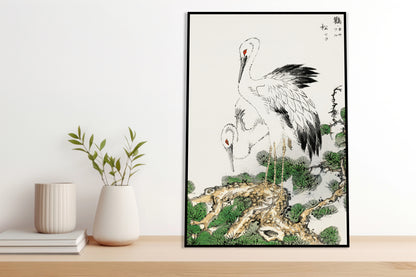 Plakat  Stork and Pine Tree, Kashu Japoński Vintage do Salonu