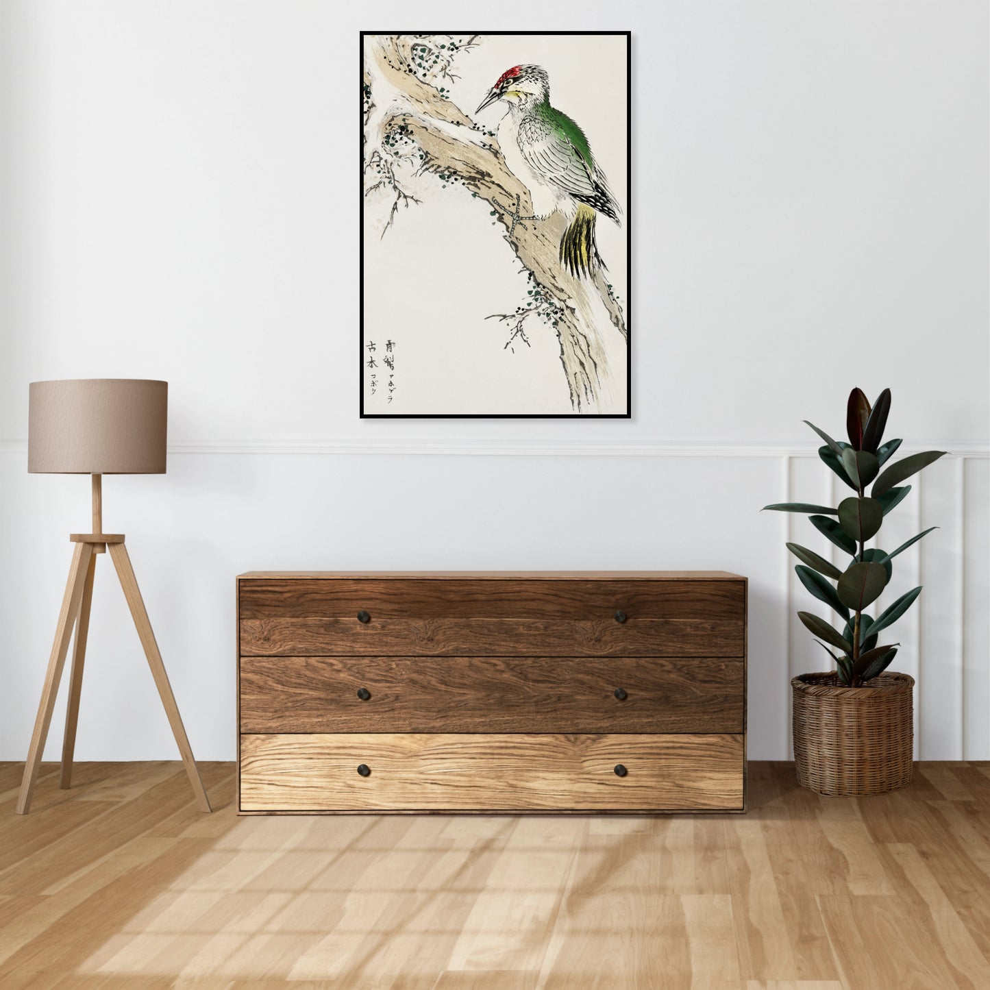 Plakat  Green Woodpecker, Kashu Japoński Vintage do Salonu
