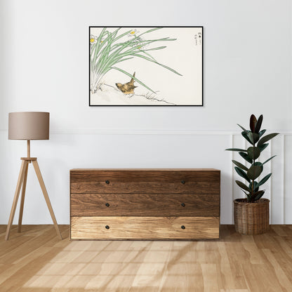 Plakat   Wren and Daffodil. Kashu Japoński Vintage