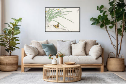 Plakat   Wren and Daffodil. Kashu Japoński Vintage