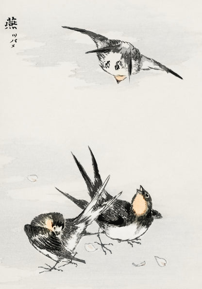 Plakat  Swallow, Kashu Japoński Vintage do Salonu