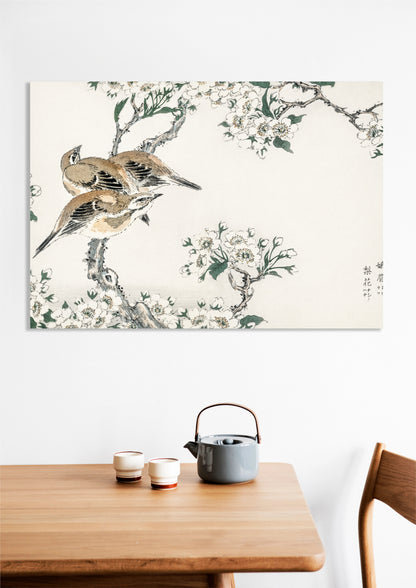 Obraz  Meadow Bunting, Kashu Japoński Vintage do Salonu