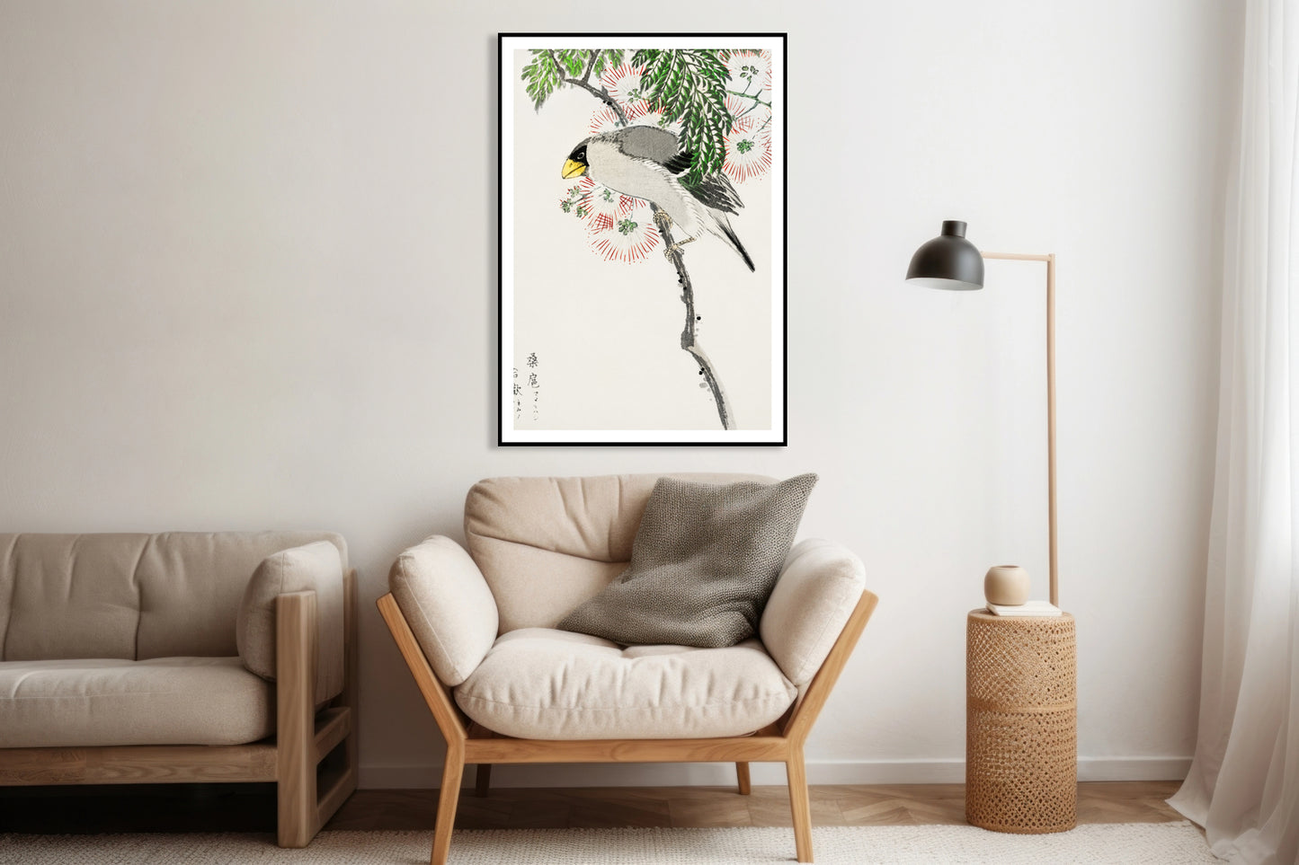 Plakat  Masked Hawfinch, Kashu Japoński Vintage do Salonu
