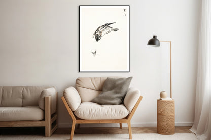 Plakat  Sparrow, Kashu Japoński Vintage do Salonu