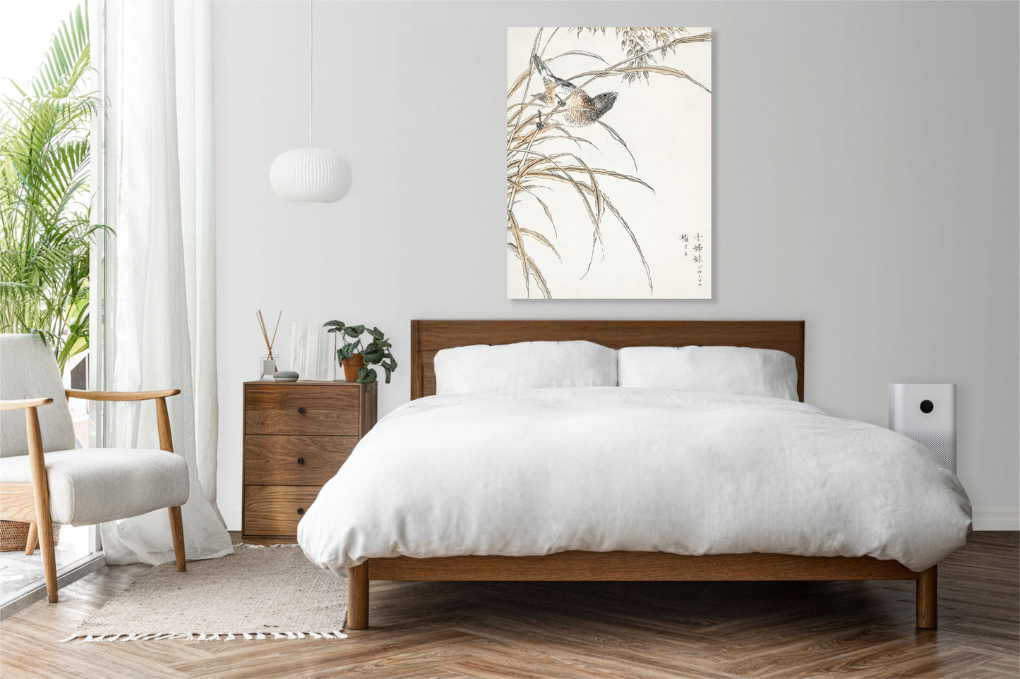 Obraz  Grey Bunting, Kashu Japoński Vintage do Salonu