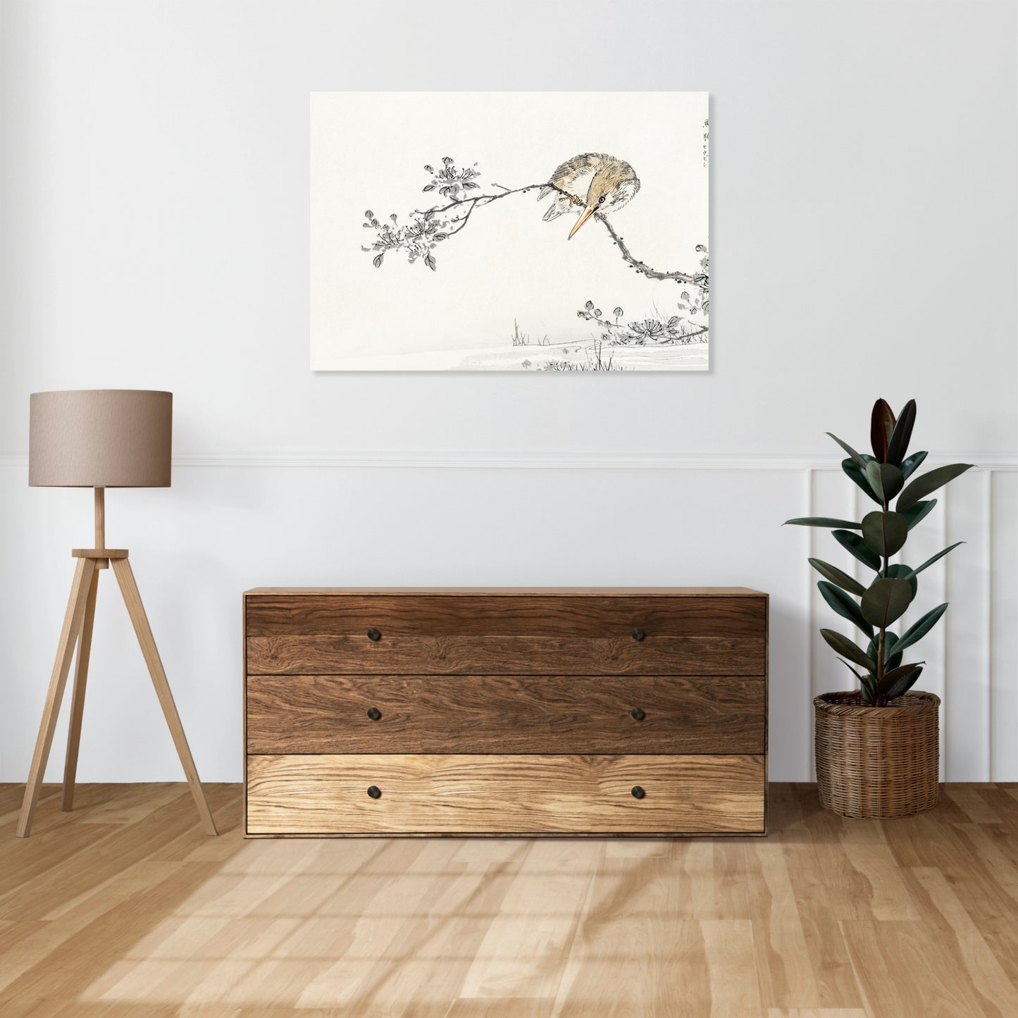 Obraz  Pied Kingfisher, Kashu Japoński Vintage do Salonu