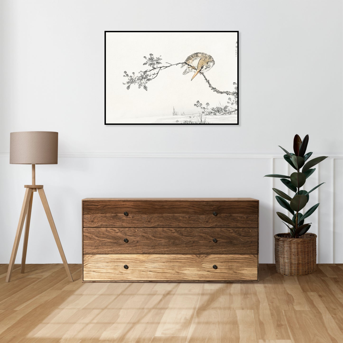 Plakat  Pied Kingfisher, Kashu Japoński Vintage do Salonu