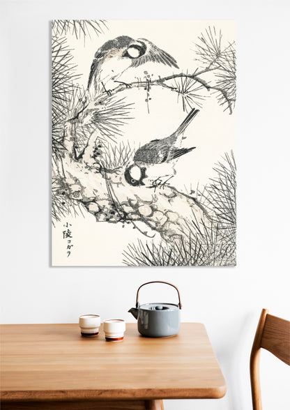 Obraz  Willow Tit, Kashu Japoński Vintage do Salonu