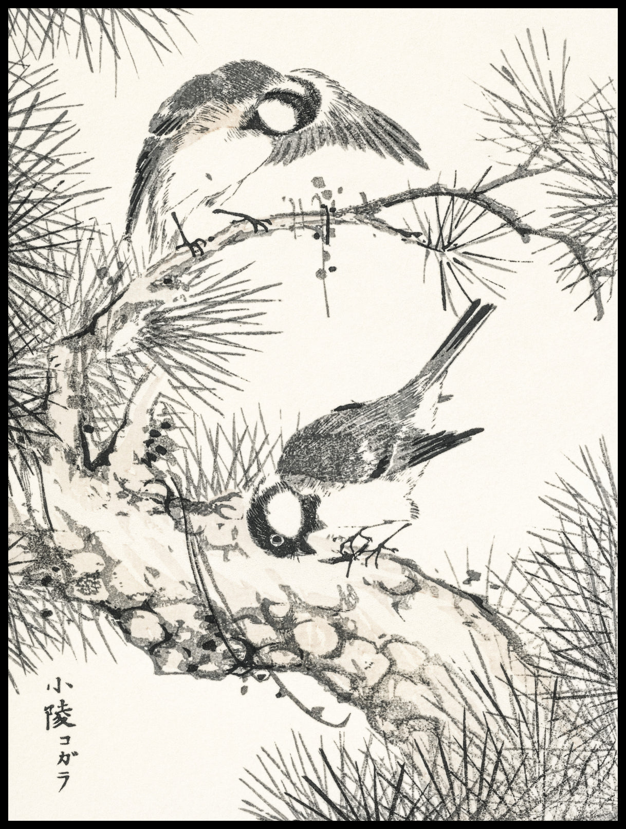 Plakat  Willow Tit, Kashu Japoński Vintage do Salonu