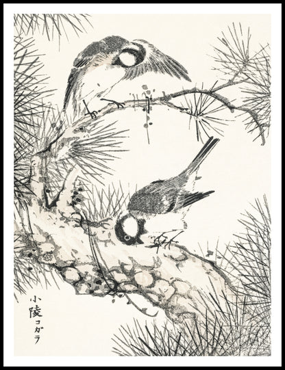 Plakat  Willow Tit, Kashu Japoński Vintage do Salonu
