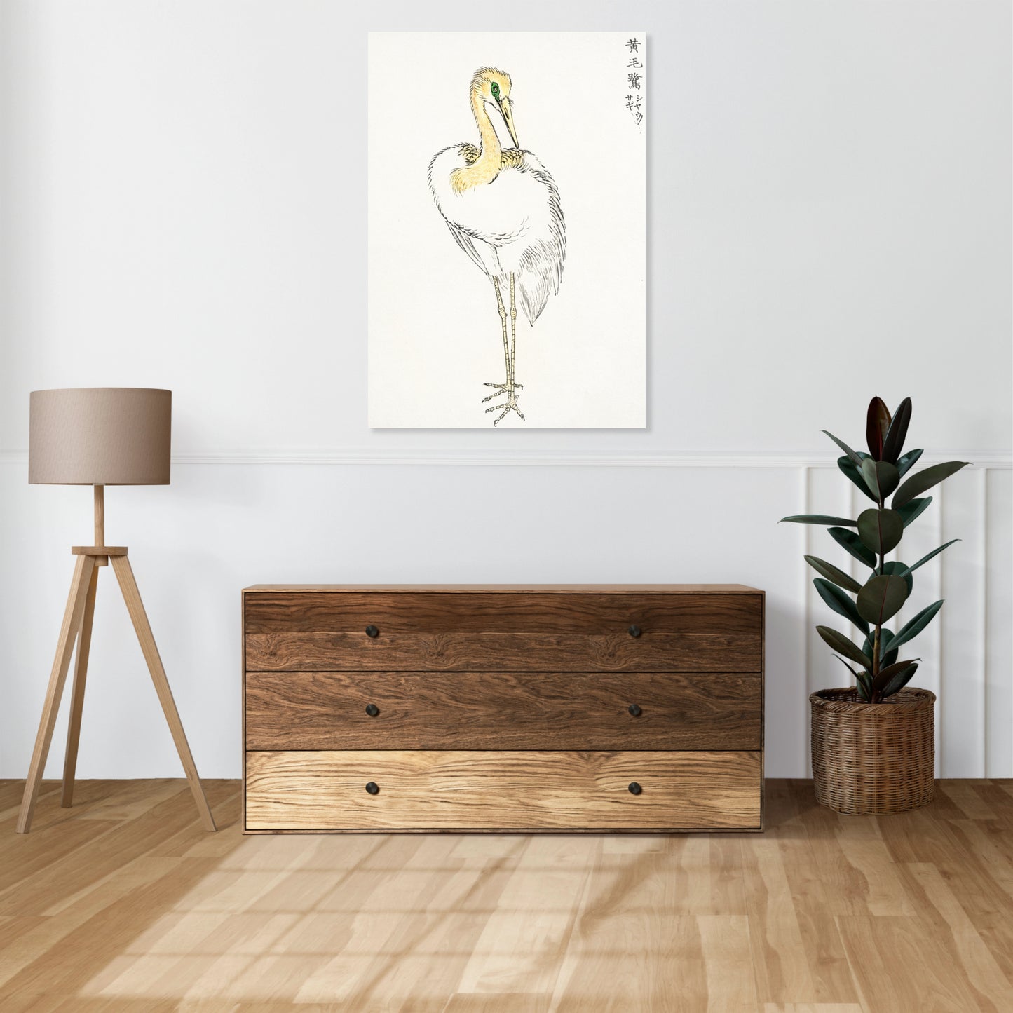 Obraz   Great White Egret, Kashu Japoński Vintage