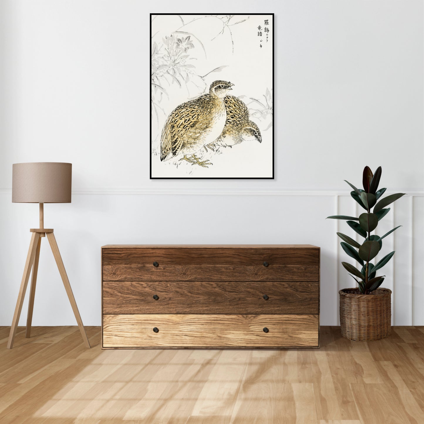 Plakat  Quail, Kashu Japoński Vintage do Salonu