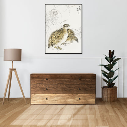 Plakat  Quail, Kashu Japoński Vintage do Salonu
