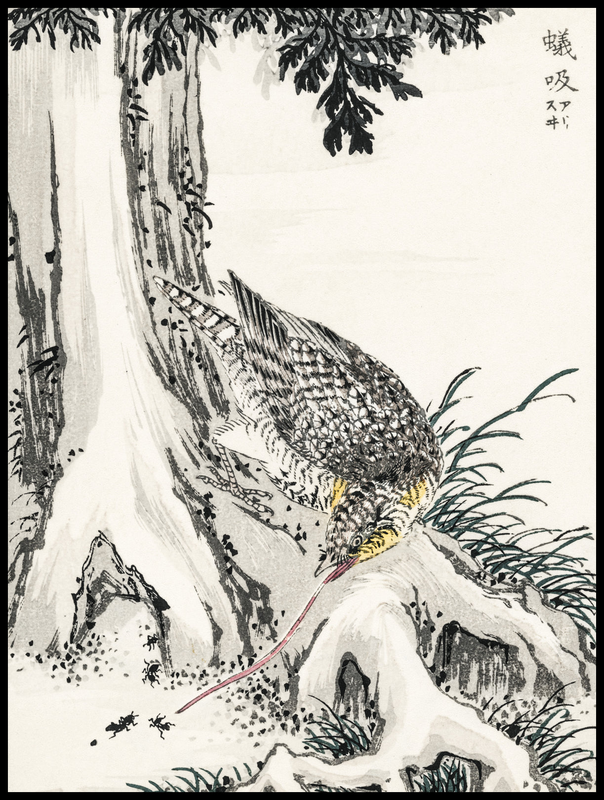 Plakat   Great Tit 2, Kashu Japoński Vintage do Salonu