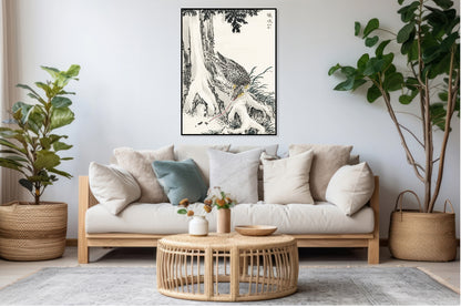 Plakat   Great Tit 2, Kashu Japoński Vintage do Salonu