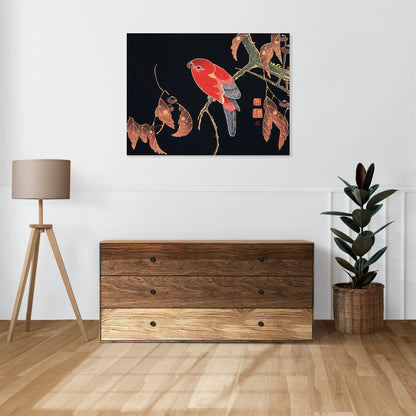 Obraz  Red Parrot, Jakuchu Japoński Vintage do Salonu