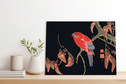 Obraz  Red Parrot, Jakuchu Japoński Vintage do Salonu
