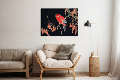 Obraz  Red Parrot, Jakuchu Japoński Vintage do Salonu