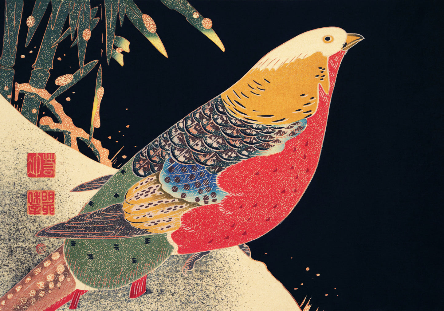 Plakat  Golden Pheasant, Jakuchu Japoński Vintage