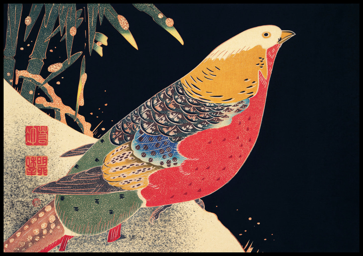Plakat  Golden Pheasant, Jakuchu Japoński Vintage