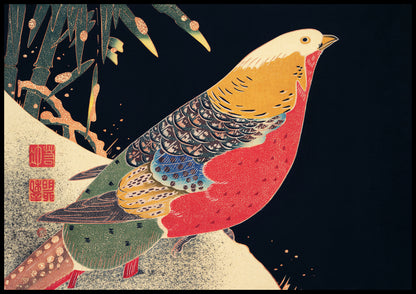 Plakat  Golden Pheasant, Jakuchu Japoński Vintage
