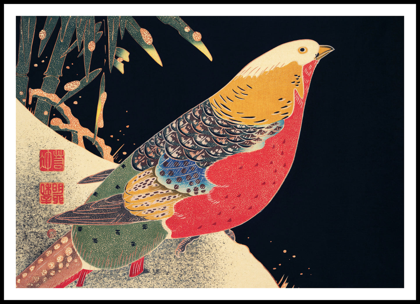 Plakat  Golden Pheasant, Jakuchu Japoński Vintage