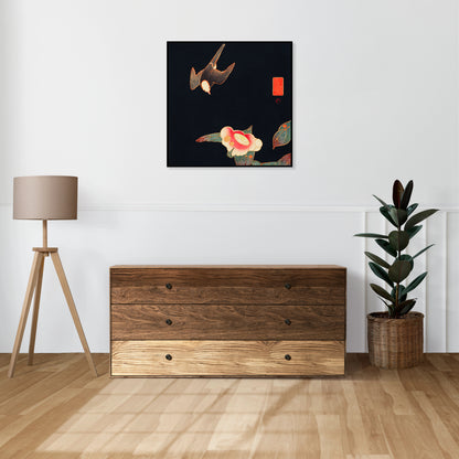 Plakat  Swallow and Camellia, Jakuchu Japoński Vintage