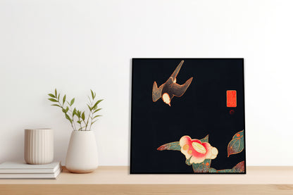 Plakat  Swallow and Camellia, Jakuchu Japoński Vintage