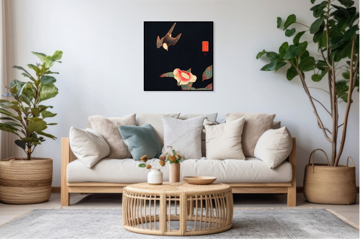 Plakat  Swallow and Camellia, Jakuchu Japoński Vintage