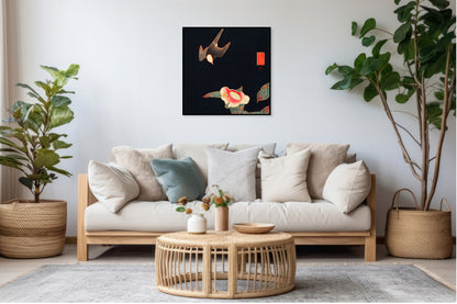 Plakat  Swallow and Camellia, Jakuchu Japoński Vintage