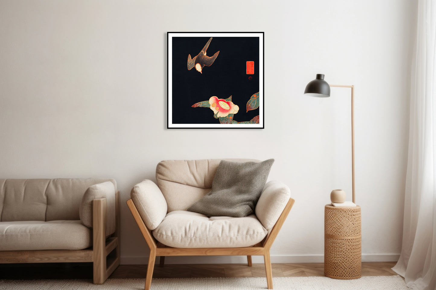 Plakat  Swallow and Camellia, Jakuchu Japoński Vintage