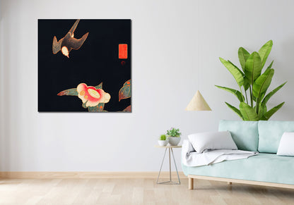 Obraz  Swallow and Camellia, Jakuchu Japoński Vintage