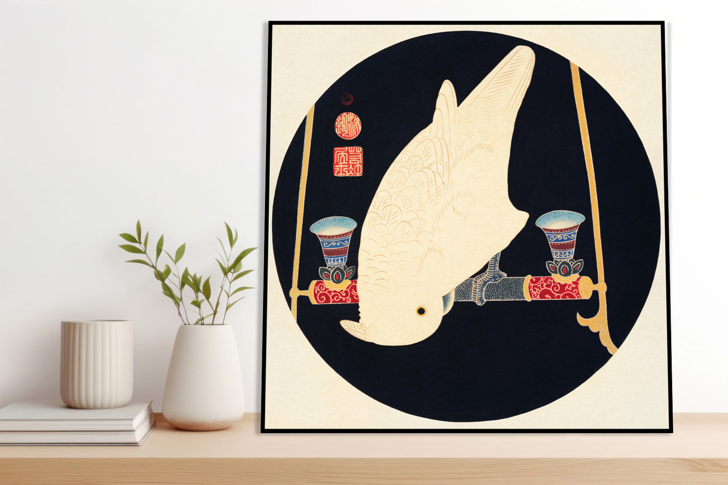 Plakat  A White Macaw, Jakuchu Japoński Vintage