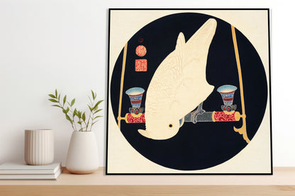 Plakat  A White Macaw, Jakuchu Japoński Vintage