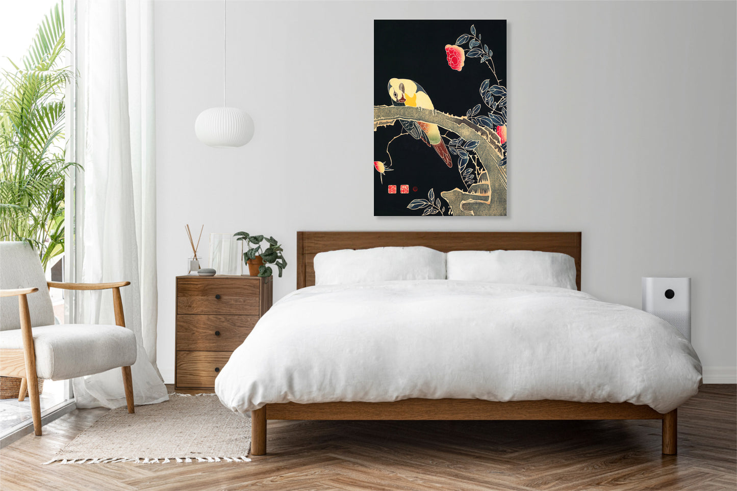 Obraz  Parrot on the Branch, Jakuchu Japoński Vintage