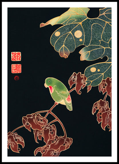 Plakat  The Paroquet, Jakuchu Japoński Vintage