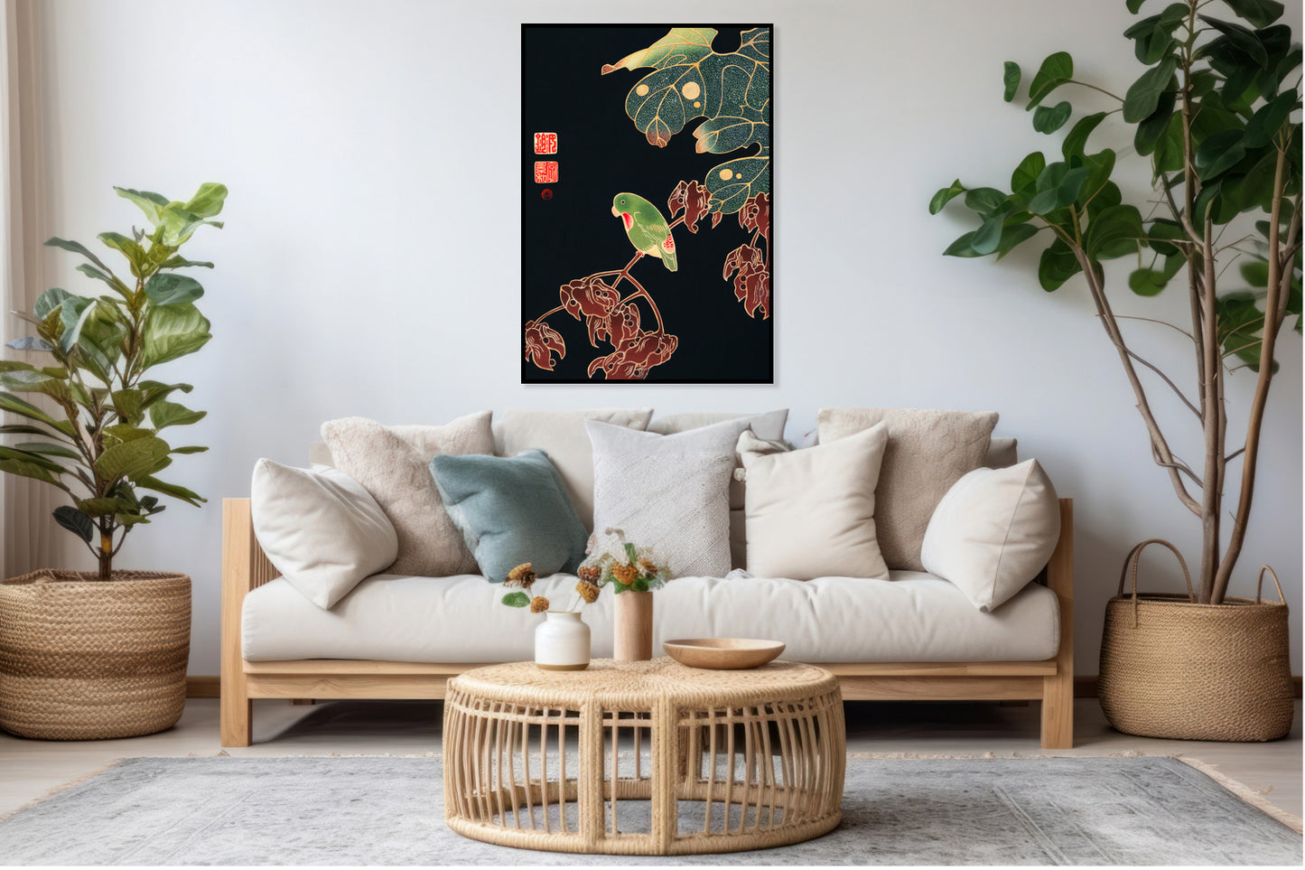 Plakat  The Paroquet, Jakuchu Japoński Vintage